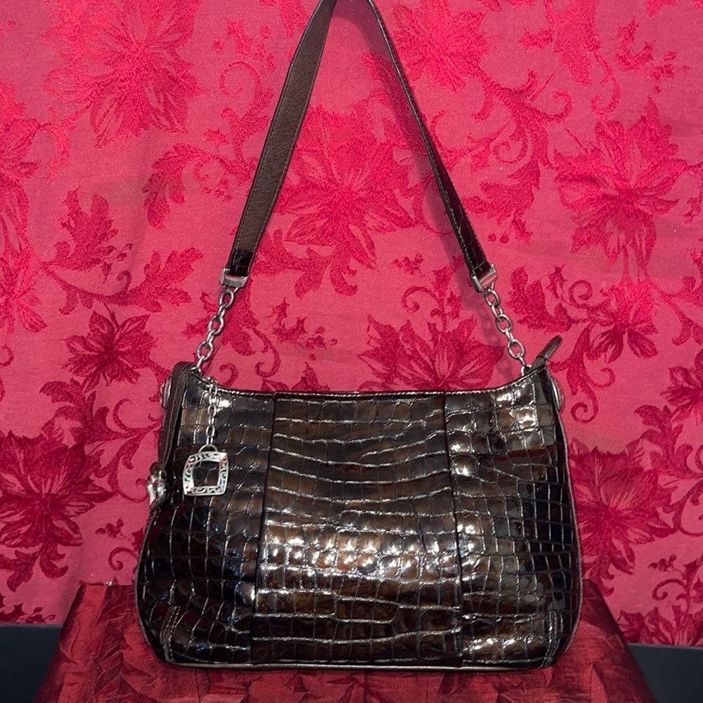 Brighton Collection Bronze Patent Leather Croc pattern Shoulder Bag